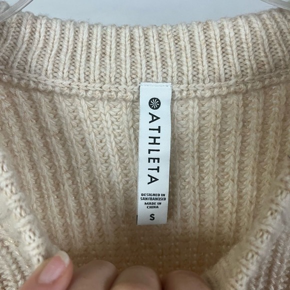 Athleta Women's Sierra Crew Neck Sweater in Oatmeal Wool Blend- Size Small - Picture 4 of 6
